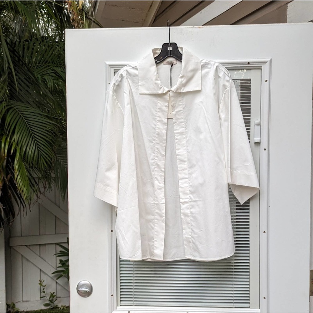 New St. Agni Oversized Poplin Cotton Blouse Top, Size L